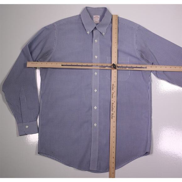 Brooks Brothers Blue/White Checkered Non-Iron Cotton Dress Shirt (38) 15-34 - Picture 4 of 7